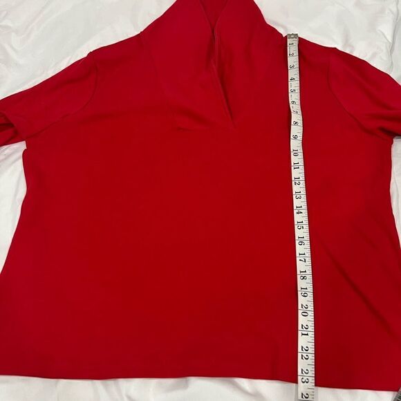 NWOT Draper’s & Damons red 3/4 sleeve shirt cowl neck size LP - Picture 6 of 7